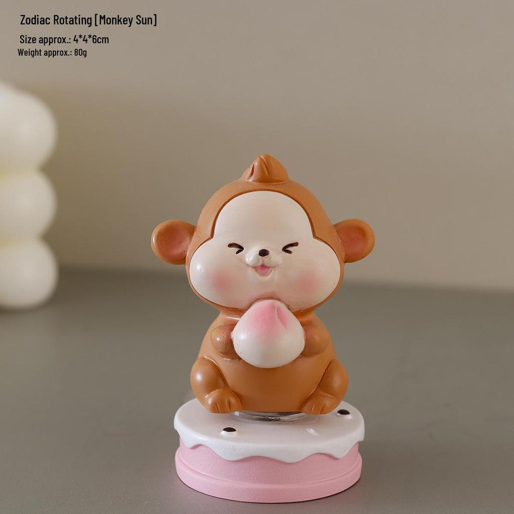 Chinese Zodiac Desk Spinner: 12 Animal Resin Figurine Ornaments
