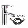 Single Hole Single Lever Lavatory Water Tap Polished Chrome Hot/Cold Mixer Faucet with 2 Water Hoses