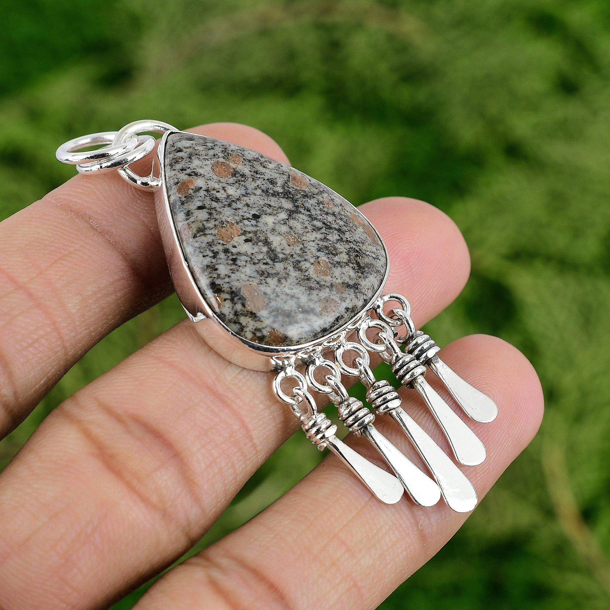 

Pear Eudialyte Gemstone Bezel Handcrafted Wife Pendant Jewelry Sterling Silver