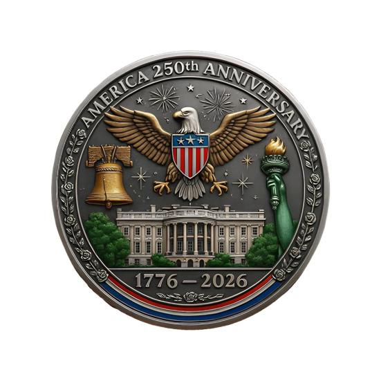 1/2Pcs America 250th Anniversary Souvenir Coin Carved United States History Collectible Coin US 250th Round Metal Keepsake Badge Patriotic Decoration
