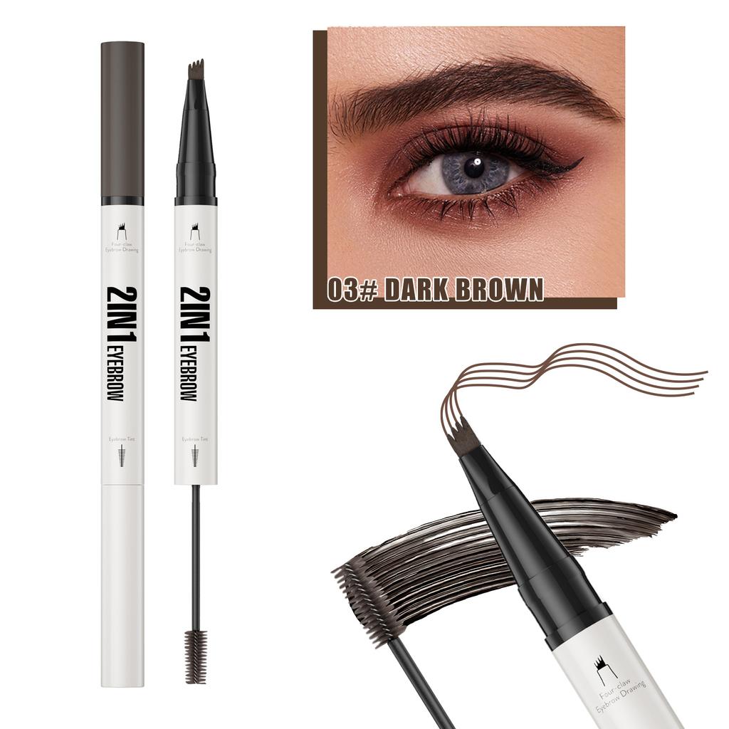 New Four-Pronged Eyebrow Pencil + Eyebrow Dye Cream Waterproof, Sweat-Proof And Non-Smudging 2-In-1 Liquid Eyebrow Pencil Eyebrow Dye Cream