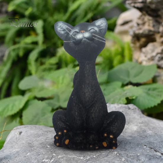 Statue de chat accroupi en résine, ornement de chat de dessin animé, ornement de table, figurine de chat pour décoration de maison ou de bureau, cadeau pour amoureux des chats