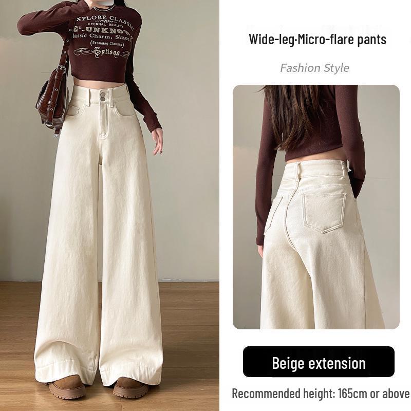 

Women s High-Waisted Retro Wide-Leg Jeans - Spring/Autumn 2025 Petite Straight-Leg Pants M