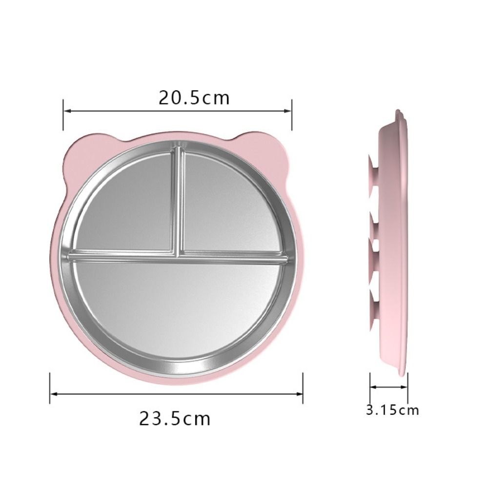 Premium Stainless Steel Cute Toddler Divided Plates Non Slip Removable Sleeves Snack Dishes Unbreakable BPA-Free Plate Home