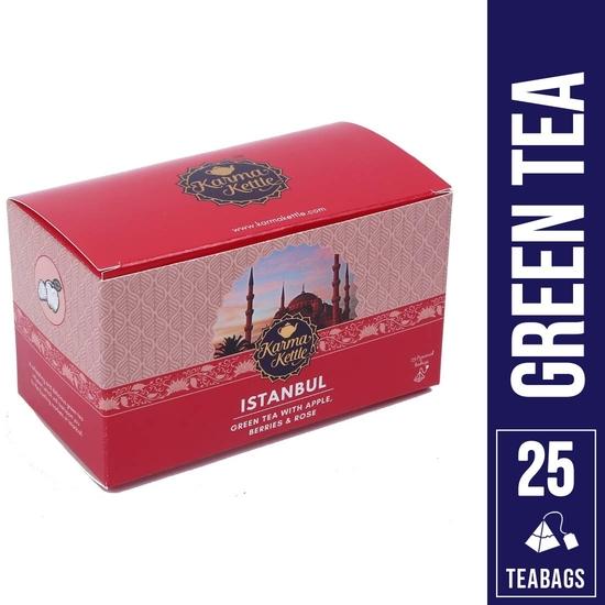 Karma Kettle Istanbul, Green Tea with Apple, Berries, Rose and Hibiscus, Natural Detox, 25 Pyramid Teabags