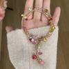 Sweet Girl Cute Candy Color Flower Strawberry Beaded Necklace Female Niche Design Seaside Vacation Collarbone Chain