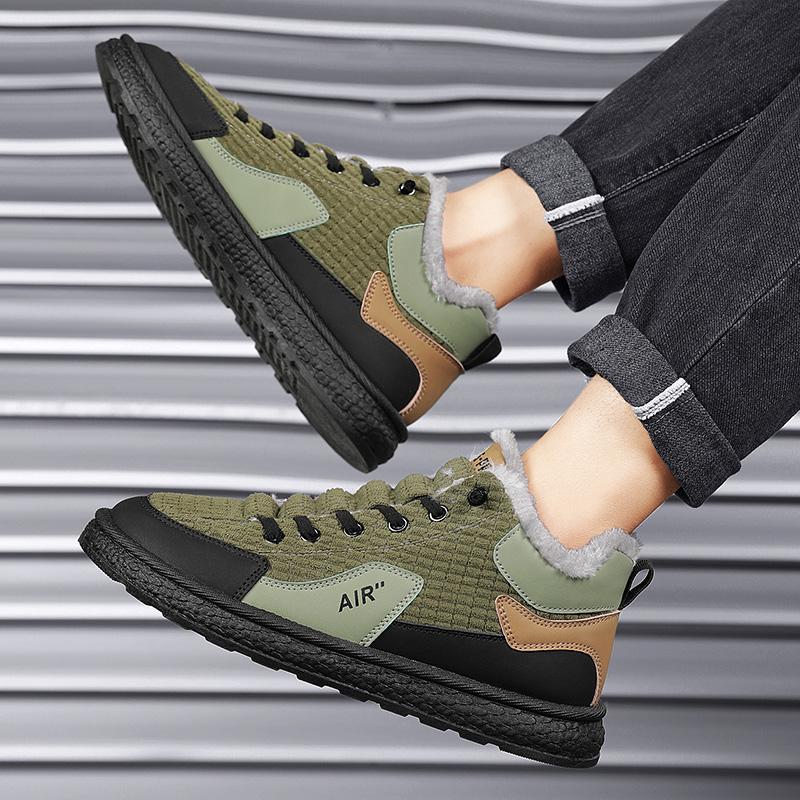 2024 New Winter Men's Shoes Fur Warm Casual Sneakers Male Fashion Vulcanized Shoes Size 44 Anti Slip Wear-Resistant Sports Shoes