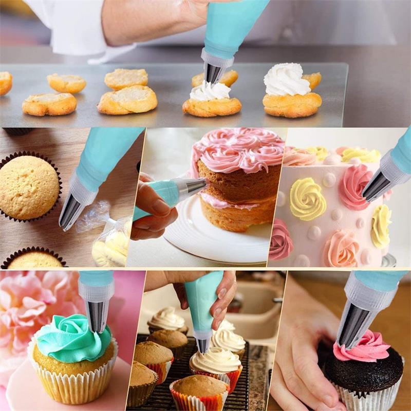 21/33/40pcs Silicone Decorating Bag Stainless Steel Decorating Tip Set Cake Decorating Nozzle Kitchen DIY Cake Baking Tools