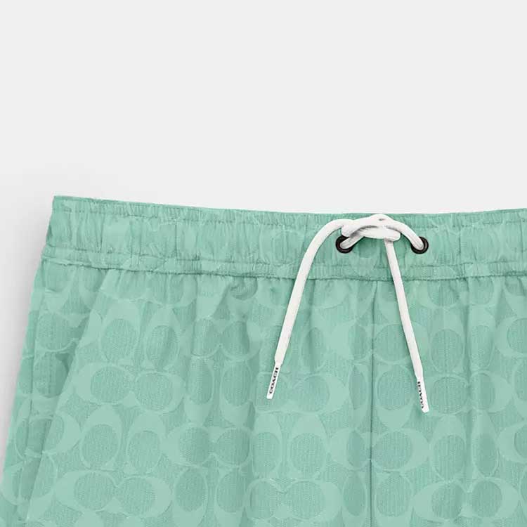 Coach Ss24 Logo Print Drawstring Straight Leg Beach Pants Men bottoms Green CO834-VSW