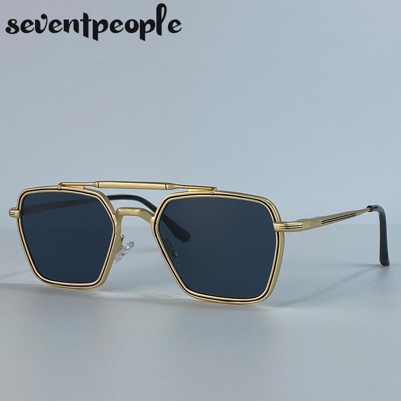 Retro Steampunk Square Sunglasses Women  Luxury Brand Trendy Metal Frame Outdoor Driving Sun Glasses Classic Shades For Lady