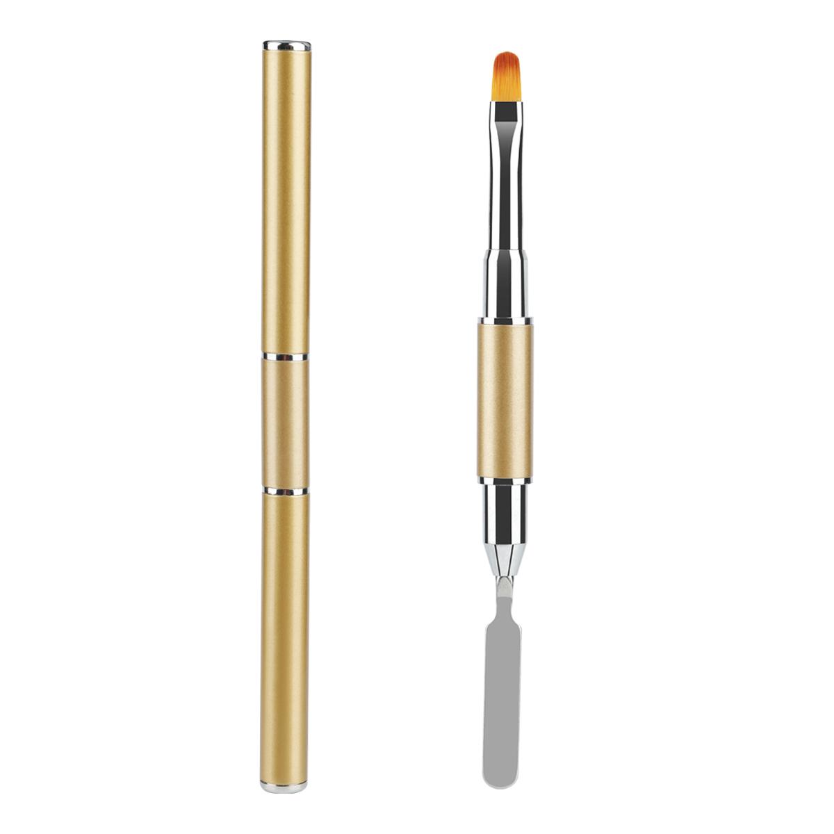 

1pcs Dual Ended Nail Art Brushes Acrylic UV Gel Extension Builder Flower Painting Pen Brush Remover Spatula Stick Manicure Tools жовтий