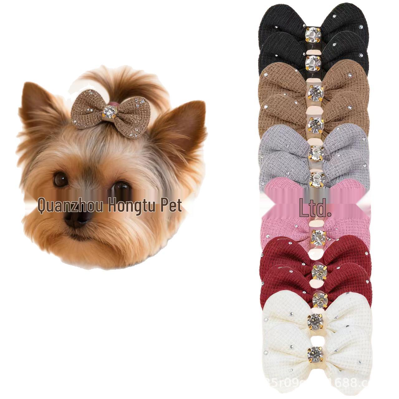 12-Piece Set: Diamond-Studded Bow Hair Clips for Pet Dress-Up
