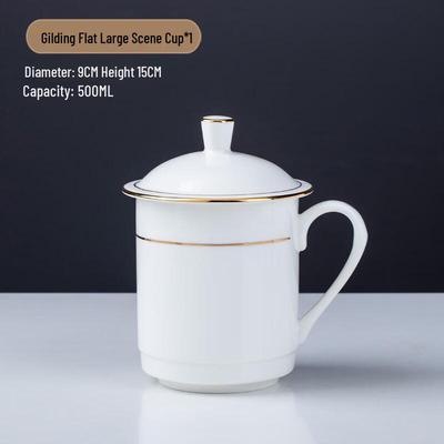 Jingdezhen Handmade Gold-Painted Ceramic Office Mug with Lid