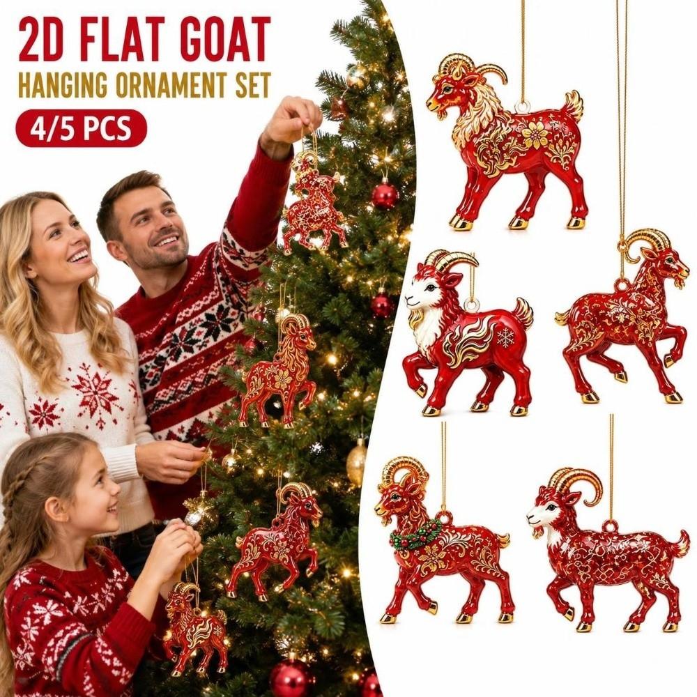 Shining Goat Pendant Acrylic Christmas Tree Ornament Goat Hanging Ornament Set  Holiday Party Decor