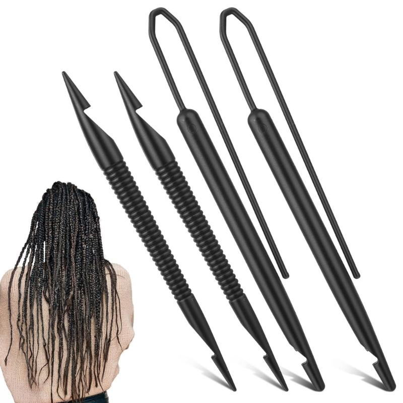 Pack Of 4 Double Hook Braiding Tools With Food Grade Material For Quick Hair Styling And Sectioning