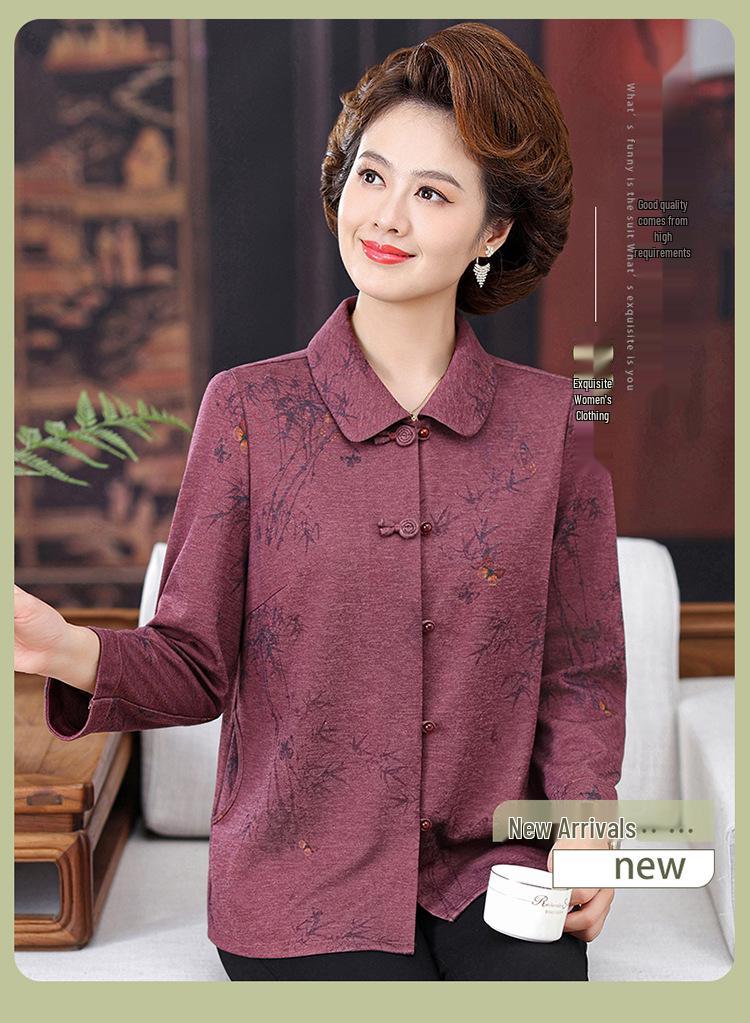 2026 Spring & Autumn Three-Quarter Sleeve Jacket for Middle-Aged and Elderly Women - Wide-Legged Lady's Top