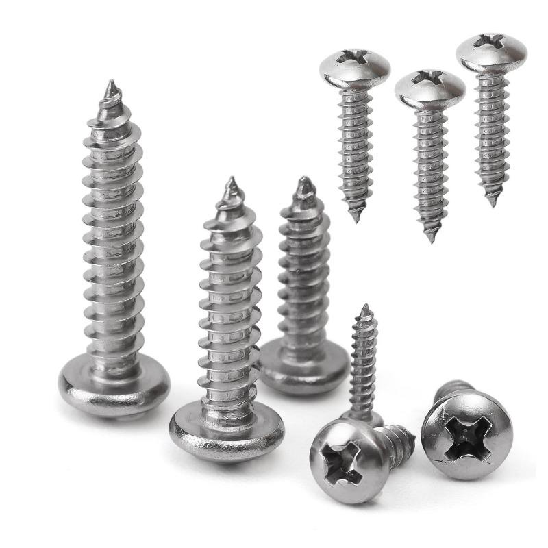100/10Pcs Screws Pointed Self-Tapping Round Head Fastener Screw Hardware Fixing Maintenance Assembly Furniture Installation Tool