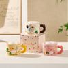 Couple ceramic milk breakfast coffee cup high value cartoon ins wind souvenir cute relief ceramic cup