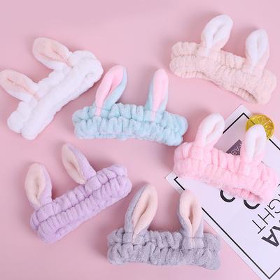 Cute Rabbit Ear Hair Hoop Elastic Hair Clips Headband Make Up Tools Washing Accessories