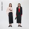 LANGZI Elegant Wool Blend Straight Midi Skirt