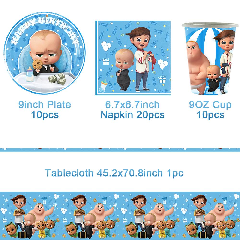 Baby B-BOSSED Birthday Theme Birthday Party Decoration Backdrop Family Cup Plate Napkin Balloons Baby Shower Supplies Kid Gift