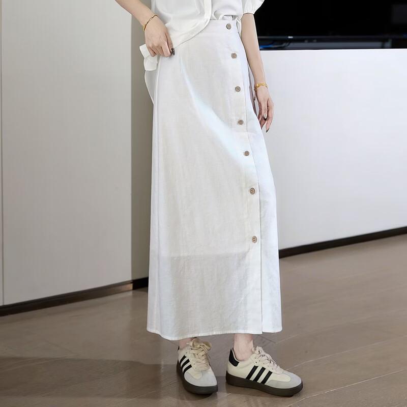 Women's Linen Blend High-Waisted Straight Skirt