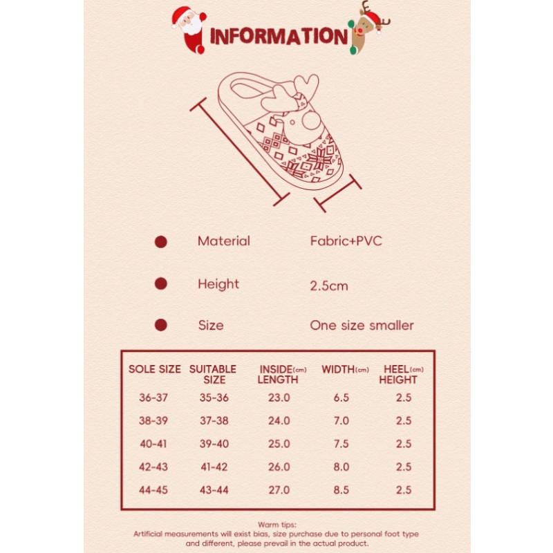 New Winter Lovely Women's Slippers Home Cute Cartoon Cotton Slippers Christmas Deer Non-Slip House Shoes