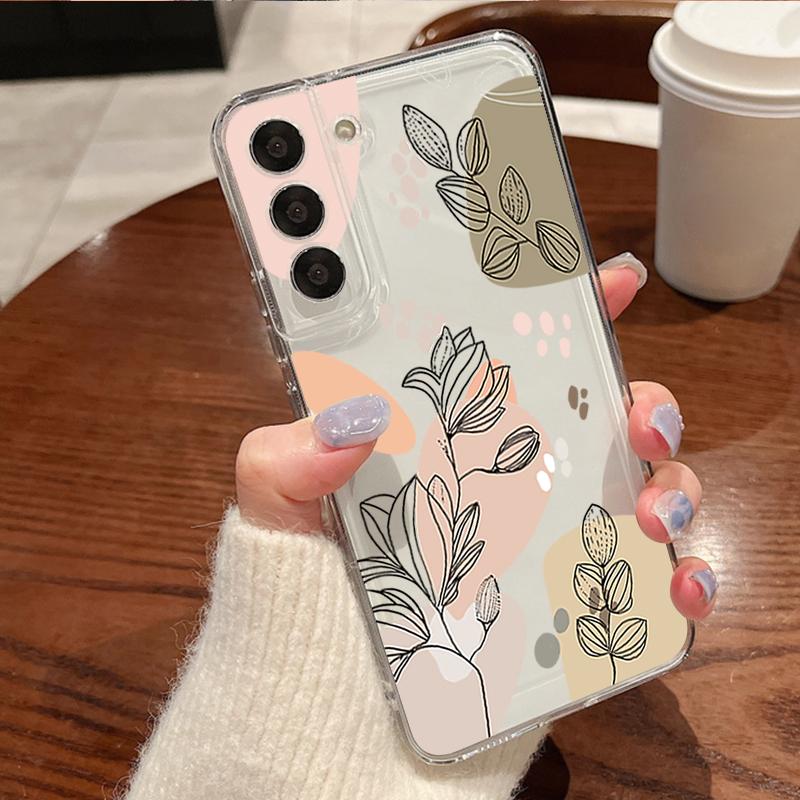 Flower Leaf Patterned Phone Case For Samsung Galaxy S26 S25 S24 S23 Ultra S22 Plus S24 S21 FE S25 Edge Clear Silicone Soft Cover