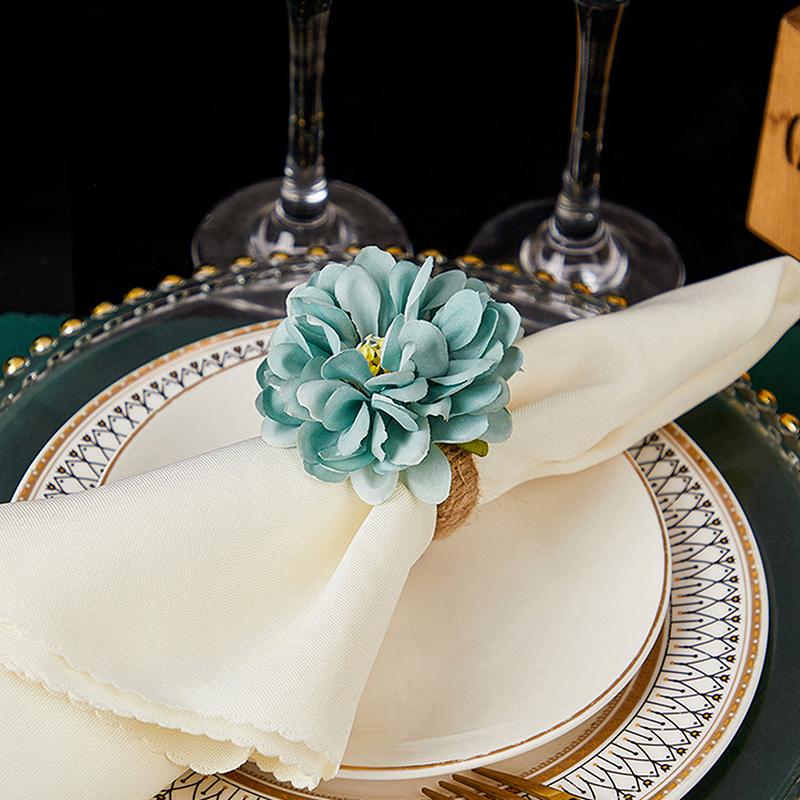 6Pcs Flower Napkin Holders Rings Artificial Floral Napkin Rings Handicraft Flower Napkin Rings Table Decoration For Wedding