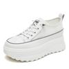 Fashion 5.5CM Genuine Leather Platform Wedge Shoes Chunky Sneaker White Casual Shoes Comfortable Breathable Spring Autumn Shoes