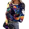 Women's Slim Fit Long Sleeve Halloween Printed T-Shirt with Thumb Holes Neck Pullover Base Layer