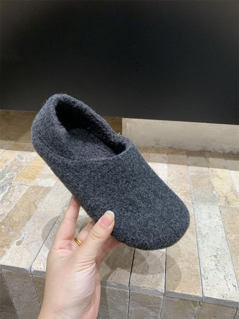 Niche inner heightening velvet Birkenstocks, autumn and winter one-pedal lazy Boken gray fluffy single shoes