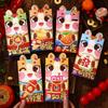 6pcs Red Color Chinese Red Envelopes Cartoon Cartoon Red Packets New Year Red Hongbao  Birthday Gift