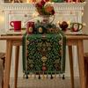 Christmas Table Runner with Tassels Woven Polyester Blend Rectangular Festive Plant & Flower Pattern Holiday Party Dining Decor