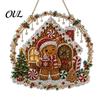 Acrylic Hanging Gift Christmas Faux Diamond Art Suncatcher, 2D Flat Window Ornament, Festive Pendant Beaded Pattern Holiday Decoration for Home, Tree
