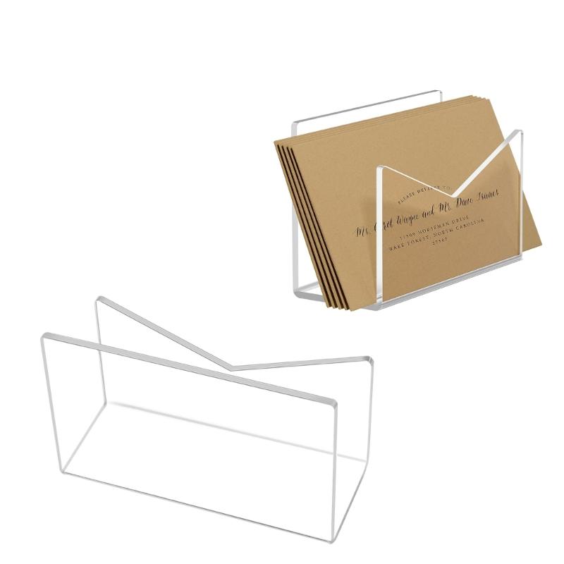 Practical Envelope and Mail Stand Acrylic Mail Organizers for Letters Business Cards Desk Storage Stand Holder