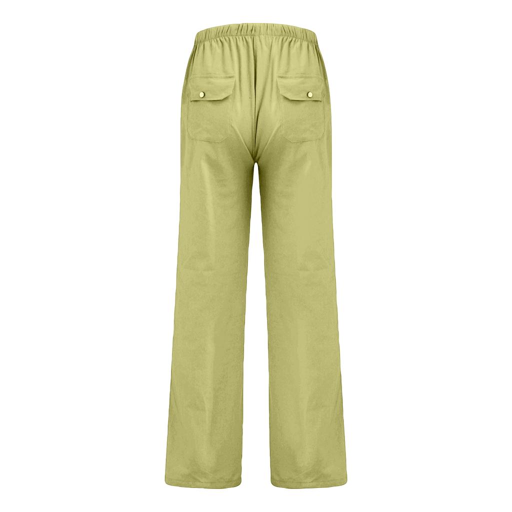 Men Loose Fit Linen Pants Casual Straight Leg Trousers with Elastic Waistband and Pockets for Everyday Wear