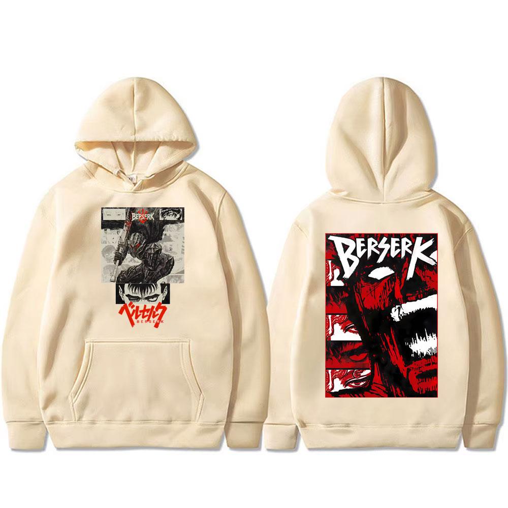 Anime Berserk Guts Hoodie Retro Manga Skull Knight Gatsu Griffith Zodd Sweatshirt Men Women Casual Hoodies
