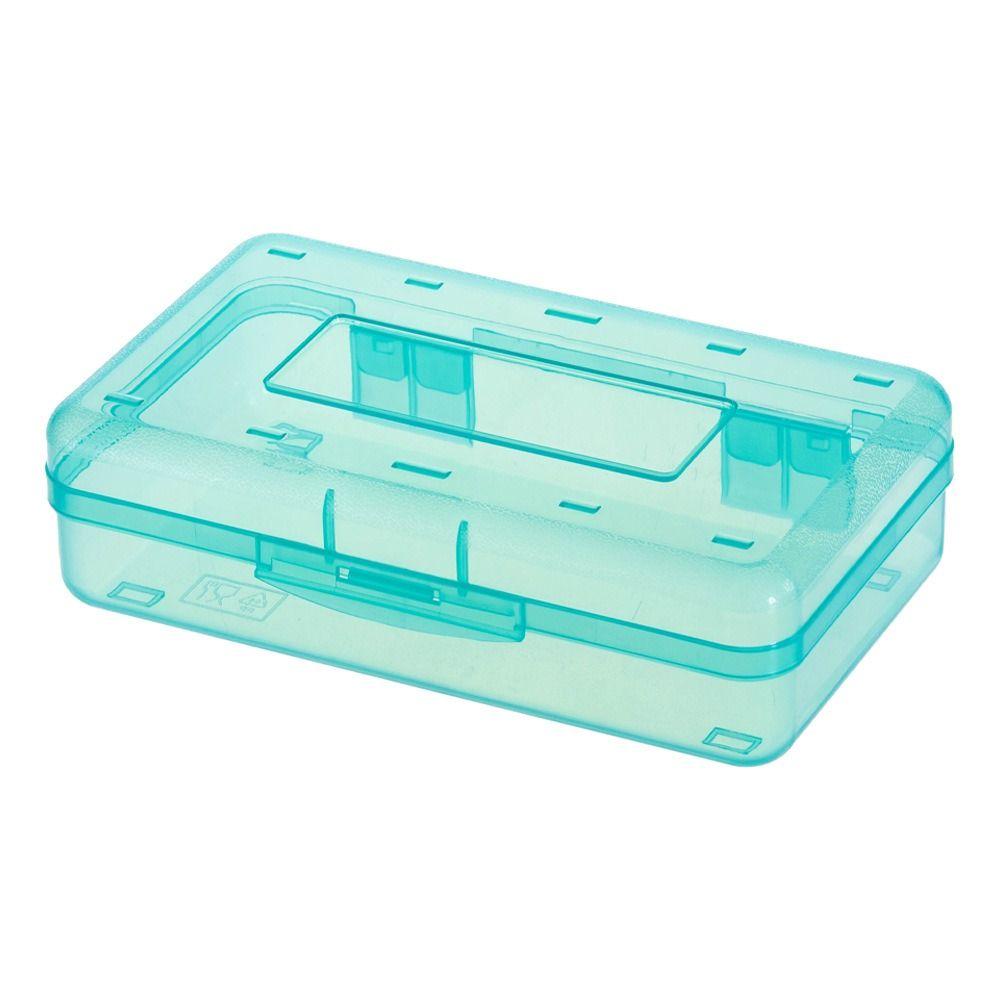 Caja de lápices de plástico, caja de almacenamiento transparente, estuche portátil para lápices, suministros escolares