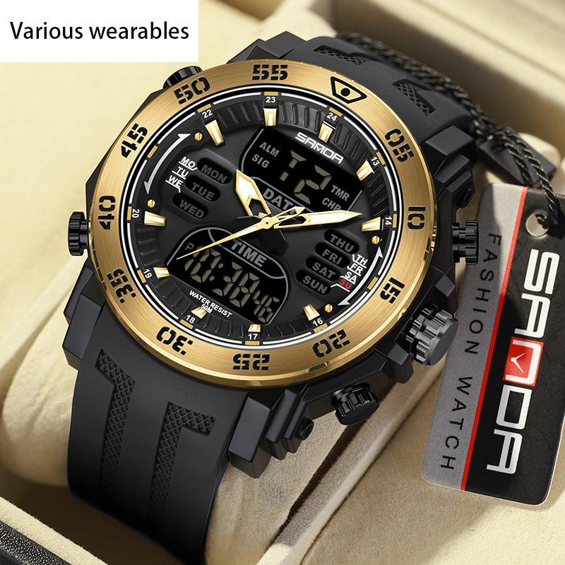 New Style Men's Watch Fashion Trend Youth Electronic Watch Multi-function Steel Ring Watch