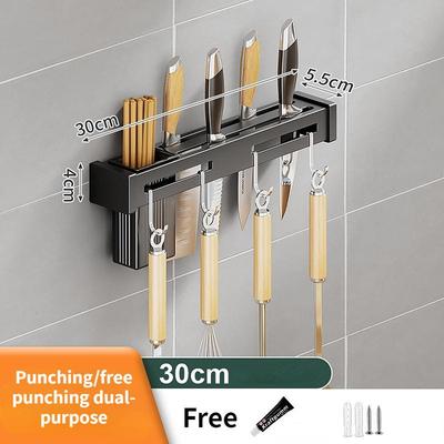 Sturdy Load-bearing Stainless Steel Neatly Organized Cutlery Rack Wall Mounted Household Knife Storage Rack