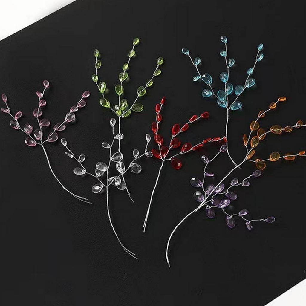 30pcs Water Drops Artificial Flower Picks Acrylic Flower Branches Simulation Drop Flower Picks Fake Plant Ornaments for Wedding Anniversary Party