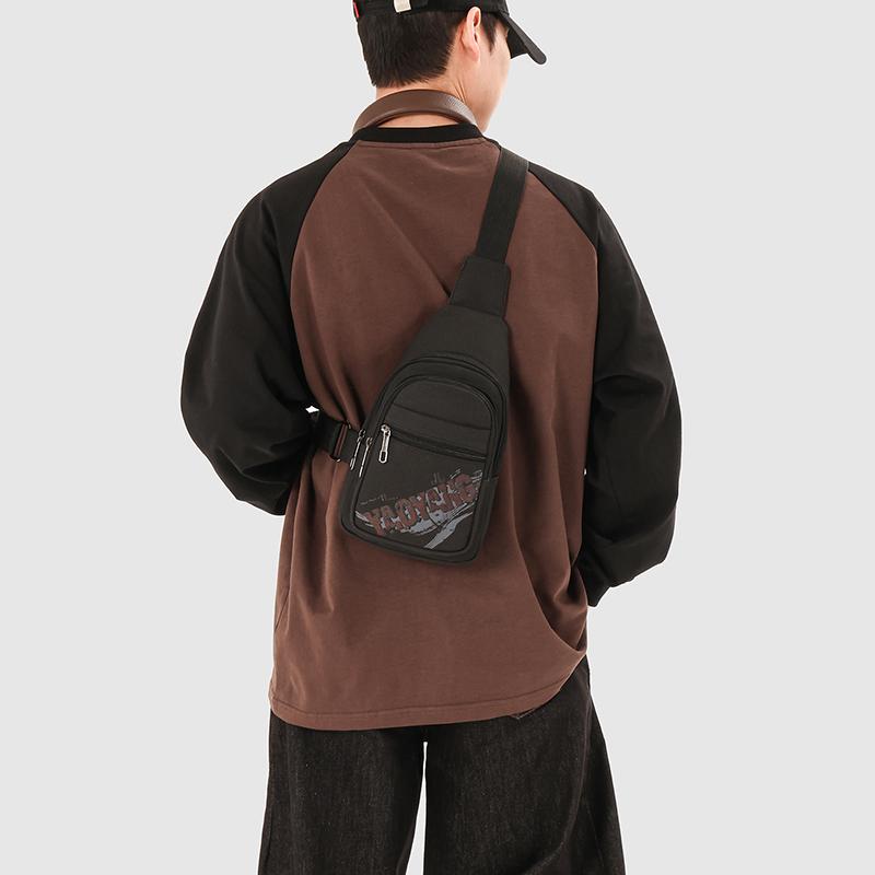 Chest Bag Men's Canvas Shoulder Crossbody Bag Outdoor Cycling Mobile Phone Bag