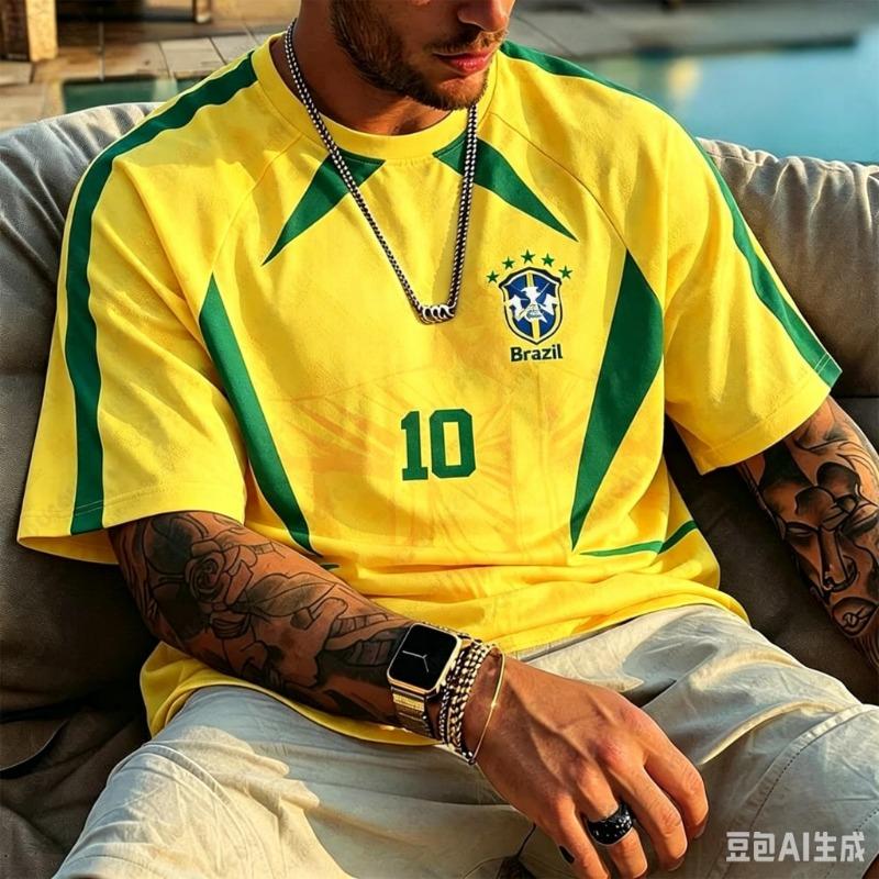 2026 New Australian Themed Football Jersey All-over Green Kangaroo Badge Crew Neck T-Shirt Casual Training Sports Top Unisex