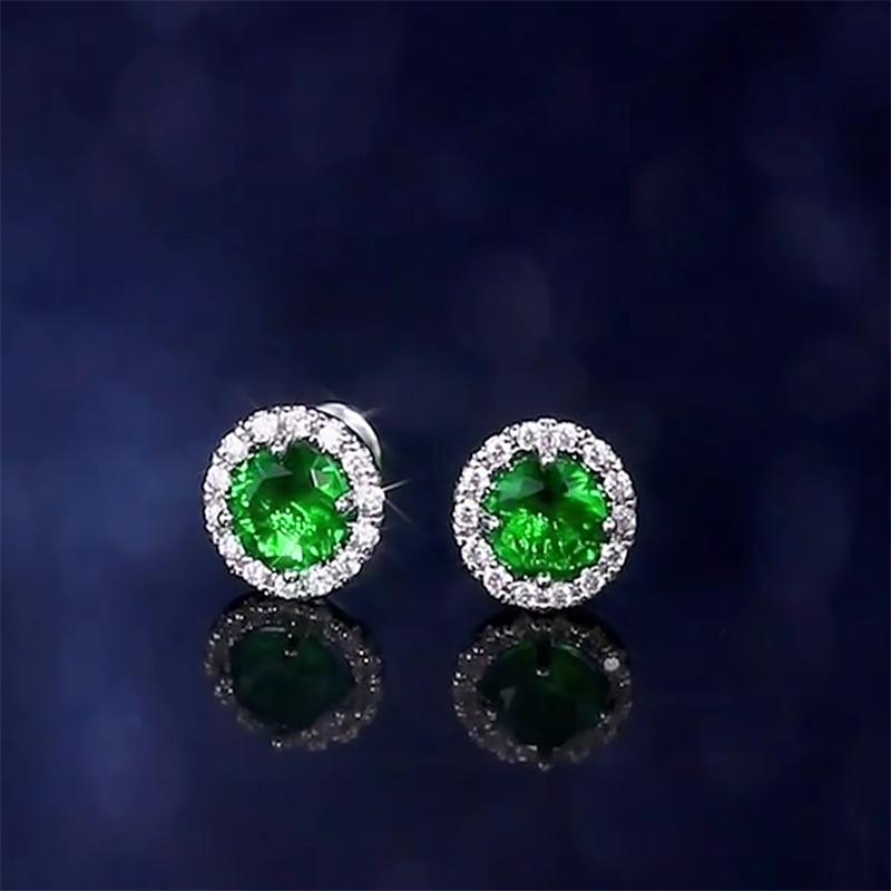 Elegant Green Cz Stud Earrings For Women Trendy Jewelry Accessory For Wedding Engagement Party Ladies