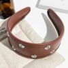 Punk Metal Rivets Headwear Black and Red Hollow Ring Hair Hoop Ins Leather Headband  Urban