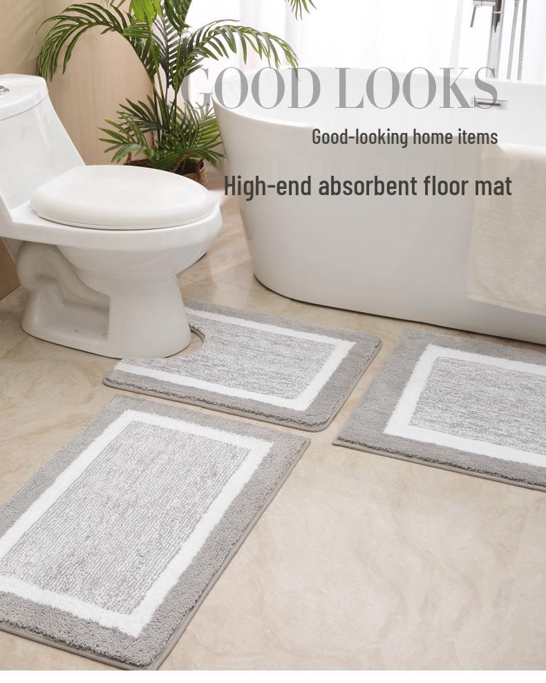 Black and White Minimalist Anti-slip Bathroom Foot Mat