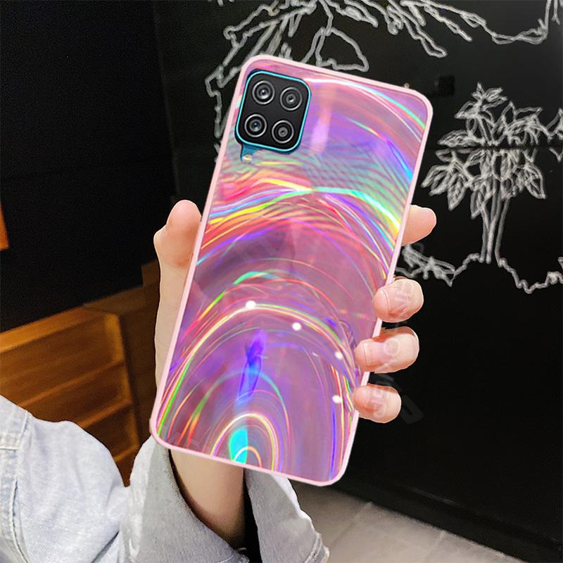 Duha Zrcátko Silikonový Okraj Pouzdro pro Samsung Galaxy A02S A12 A32 A42 A21S A51 A71 A01 A11 A31 A41 M31 S20 FE S21 S30 Plus Note20 Ultra Měkký Zadní Kryt