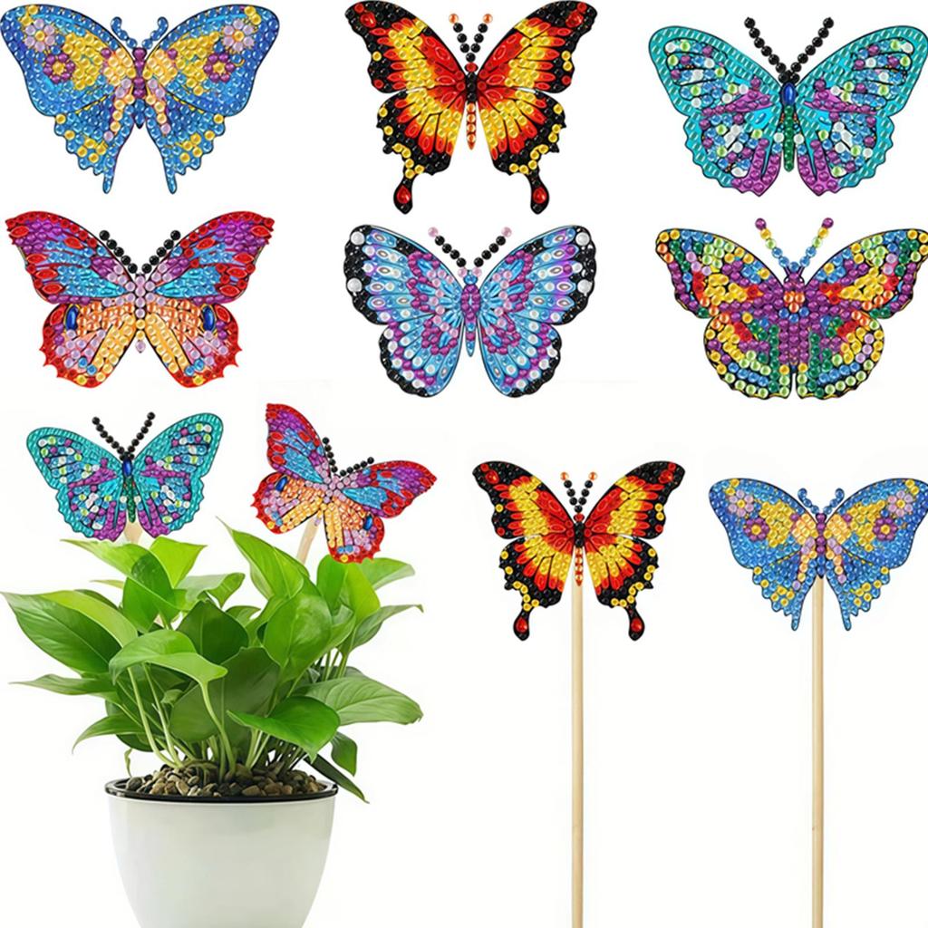 6Pcs Bee Stakes Diamond Art Kits Animal Diamond Art Garden Decor Kits DIY Crafts Diamond Art Craft Kits for Adults