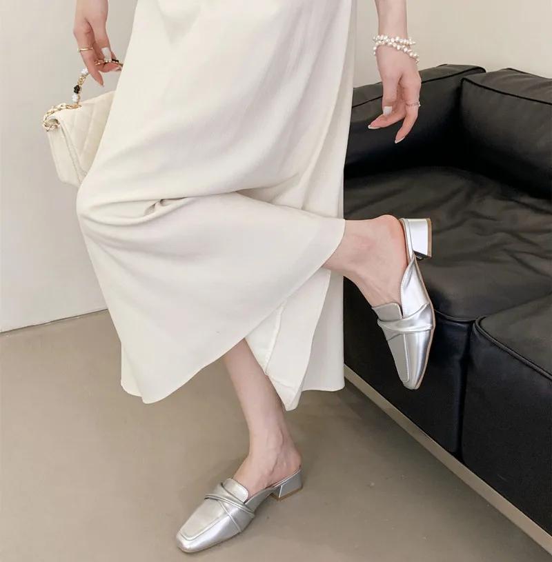 Fashion Fashion Square Toe Wedges Luxury Designer Brand Sandals Women Simple Ribbon Women Mules Slippers Elegant Comfort Slide Sandals